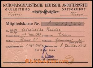 102463 - 1942 LEGITIMACE členský průkaz NSDAP, Wien, zachovalé
