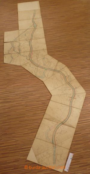 105503 - 1900 HYDROLOGY drainage basin map Elbe within the field Vys