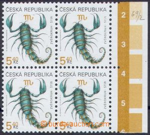 107738 - 1999 Pof.241, Zvěrokruh - štír, krajový 4-blok, VV - posun t