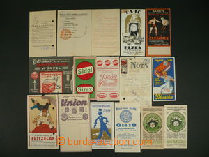 108136 - 1910-55 CHEMIST'S selection of 16 pcs of bills, i.a. soap P
