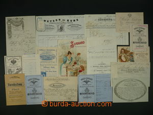 108198 - 1840-1900 selection of 16 pcs of invoices and advertising ca