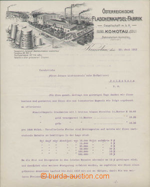 108216 - 1912 heading invoice f. Austrian Flaschenkapsel-Fabrik, Chom