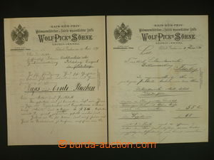 108220 - 1890-95 comp. 2 pcs of heading invoices f. Wolf Pick's sons,
