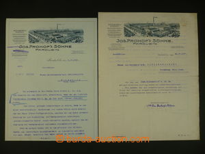 108221 - 1917-18 comp. 2 pcs of heading invoices f. Jesef Prokop's so
