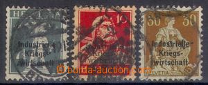 108636 - 1918 Mi.3 II., 4 I. a 8 II., služební známky s přetiskem Ind