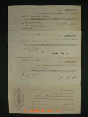 108713 - 1886-87 RAKOUSKO-UHERSKO sestava 4ks různých směnek, vylepe
