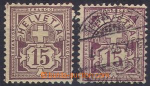 109141 - 1906 Mi.87, výplatní 15c, 2ks, 1x neupotřebená + 1x ražená,
