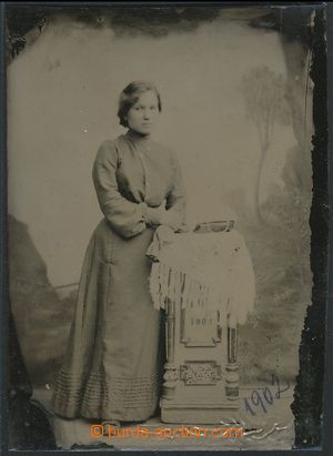 110305 - 1903? FERROTYPE metal plate, format 6x9cm, on/for table yea