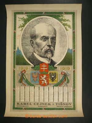 113208 - 1919 CALENDAR wall calendar with portrait Masaryk, format 4