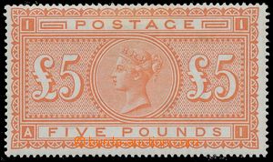 119428 - 1882 Mi.66x (SG.137), Královna Viktorie £5 oranžová,