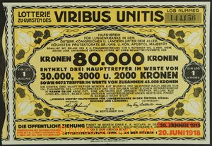 119525 - 1918 AUSTRIA-HUNGARY lottery ticket Viribus Unitis for supp