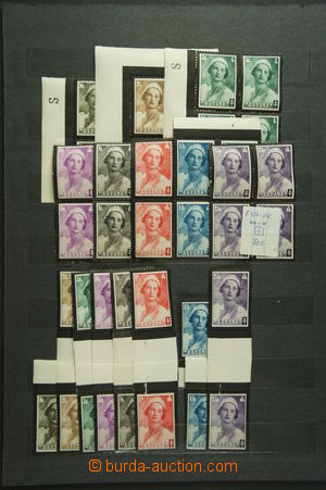 122242 - 1935 BELGIUM Mi.408-414, Death of Queen Astrid, blocks of f