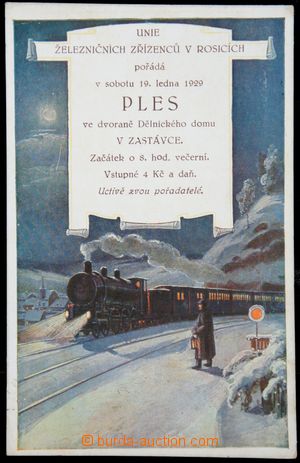 122782 - 1929 ŽELEZNICE pozvánka na ples v Zastávce u Brna, pohle