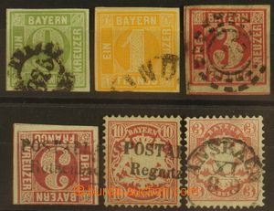 123828 - 1850-76 sestava 6ks klasických zn., obsahuje Mi.5c III, 8 I,