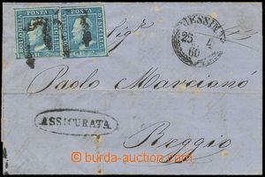 124551 - 1860 Reg letter to town Reggio with Mi.3 2x, CDS MESSINA, wi