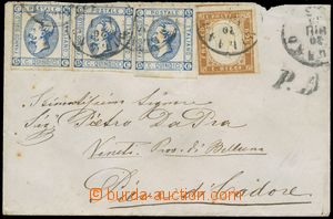 124665 - 1864 small-sized letter to Cadore with Mi.15I, 15II 2x + SAR