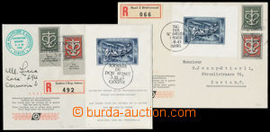 124703 - 1945 comp. 2 pcs of Reg letters, 1x with from miniature shee