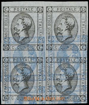 125297 - 1863 PLATE PROOF King Victor Emmanuel II. 15C, block of fou