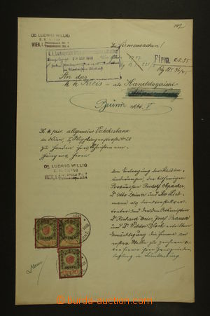 126678 - 1910 RAKOUSKO-UHERSKO soudní přípis s vylepenými kolky 50h