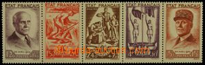 127713 - 1943 Mi.589-593, Marshal Pétain, horizontal strip of 5, min
