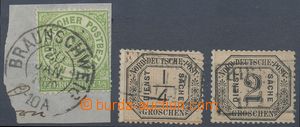 127813 - 1868 Mi.2, Číslice 1/3Gr žlutozelená, na malém výstřižku s D