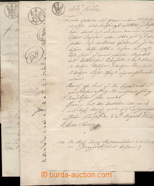 128959 - 1750 RAKOUSKO (MORAVA) sestava 3ks listin s vtištěnými k