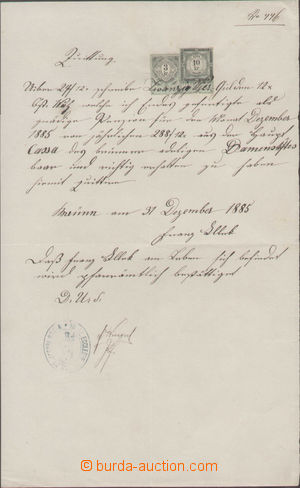 128983 - 1885 RAKOUSKO-UHERSKO listina s kolky 3K a 10Kr emise 1885,
