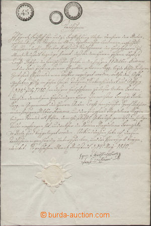 129307 - 1810 RAKOUSKO / NAPOLEONSKÉ VÁLKY rodný list na papíru