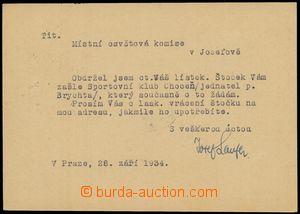 130684 - 1934 LAUFER Joseph (1891–1966), Czech sports editor and br