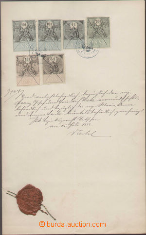 131244 - 1888 RAKOUSKO-UHERSKO listina s 5-barevnou frankaturou 4Fl