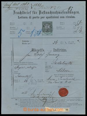 133908 - 1881 AUSTRIA-HUNGARY freight letter for railroad with C.O.D