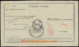 134278 - 1868 AUSTRIA-HUNGARY receipts used in Bratislava, consequen