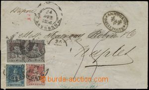 137209 - 1851 dopis do Neapole vyfr. zn. Mi.4, 7, 8 2x; Sas.4, 7, 8 2