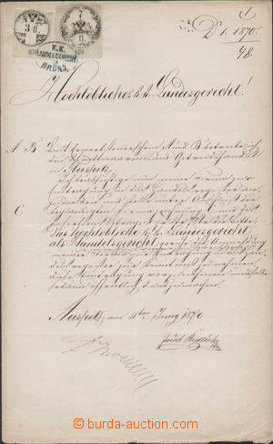 137723 - 1870 AUSTRIA-HUNGARY off. document with revenues of issue 1