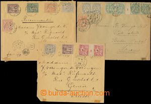 141753 - 1902-03 comp. 3 pcs of letters to Switzerland, color frankin