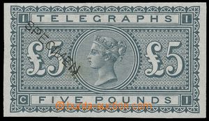 143929 - 1877 ZT telegrafní známka SG.L237, £5 tmavě břidli