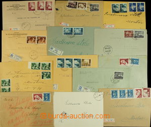 146971 - 1942-44 sestava 13ks dopisů, z toho 11x jako R, různé fra