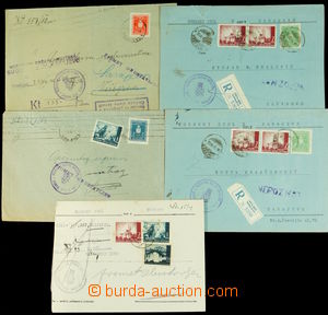 146972 - 1942 PŘERUŠENÁ DOPRAVA sestava 5ks dopisů, z toho 2x vr