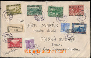 148255 - 1919 velkoformátový R-dopis do ČSR s bohatou frankaturou