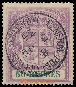 153591 - 1924 SG.222, 50 Rupee matně purpurová / zelená; vlevo dol