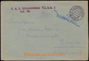 158150 - 1918 MONTENEGRO letter FP to Zagreb, cancel. K.u.K.. ETEPPE