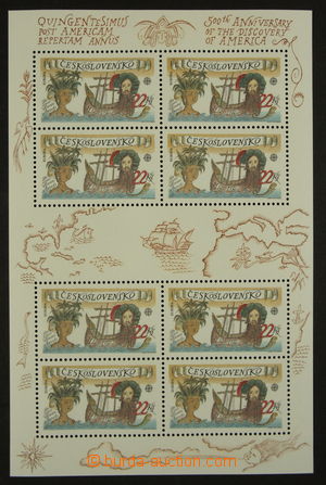 158871 - 1992 Pof.A3006DV, aršík Kolumbus EUROPA - CEPT, s deskovou v