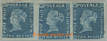 159002 - 1848 SG.8/8a, MODRÝ MAURITIUS POST PAID, early impression,