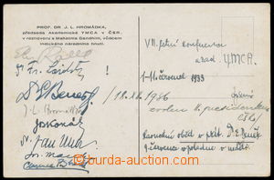 160639 - 1933 pohlednice s podpisy z VII. letní konference YMCA, mj.