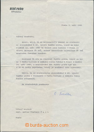 160732 - 1980 ŠVESTKA Oldřich (1922-1983), novinář, šéfredaktor