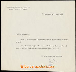160735 - 1975 ŠIMON Josef Šimon (1921- ), komunistický politik, mi