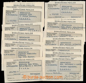 165850 - 1952 COURIER MAIL selection of 20 certificate of delivery