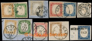 167561 - 1861-1863 comp. of 8 cut-squares, i.a. 3x bicolored franking