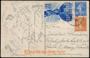 171662 - 1938 FOOTBALL/ FIFA WORLD CUP postcard with signatures of p