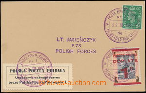 173155 - 1943 polská PP v Anglii, karta s 1/2P Jiří VI. přifranko